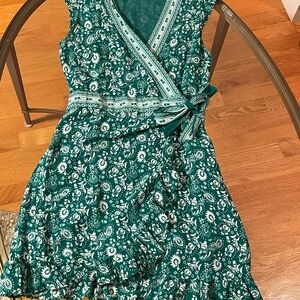 LOFT Teal Floral Mini Dress